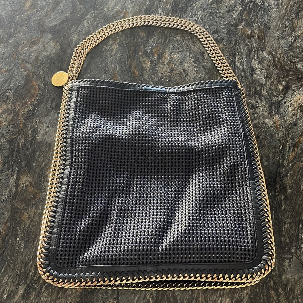 Stella McCartney Falabella woven vegan bag - black and gold